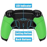 eXtremeRate Real Metal Buttons RMB RISE4 V3 Remap Kit for PS5 Controller BDM-030 040 050, Redesigned Green Rubberized Grip Black Bottom Shell Upgrade Board 4 Back Paddles Attachment for PS5 Controller - Image 6