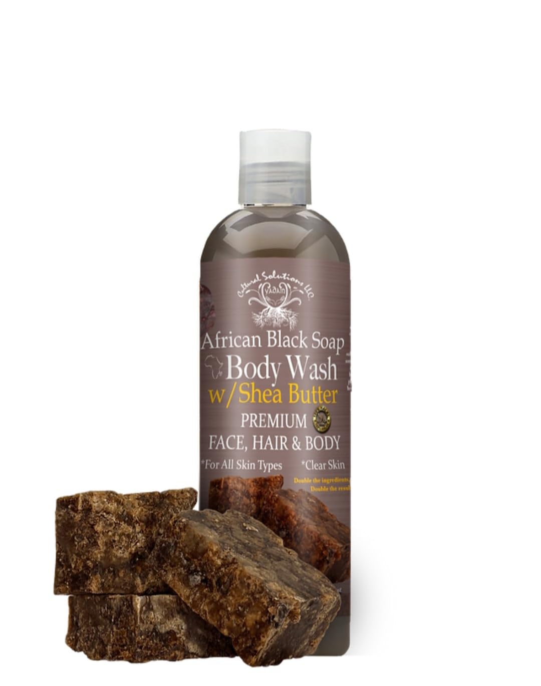 African Black Soap Body Wash with Shea Butter Premium Face Hair Body Cleanser All Skin Types Deep Cleansing