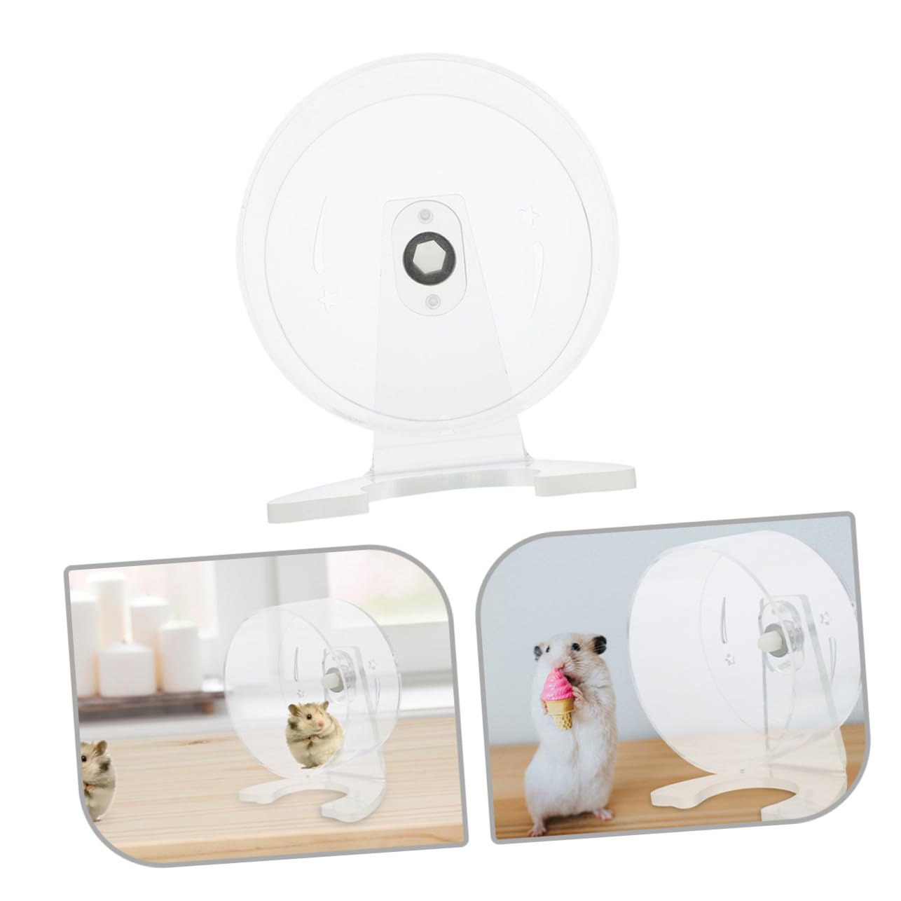 Levemolo Rueda Silenciosa para Hámster Pequeña Diseño Transparente y Soporte Rueda de Ejercicio para Mascotas Pequeñas Compatible con Jaulas Superficie Cómoda y Resistente para Gerbils y