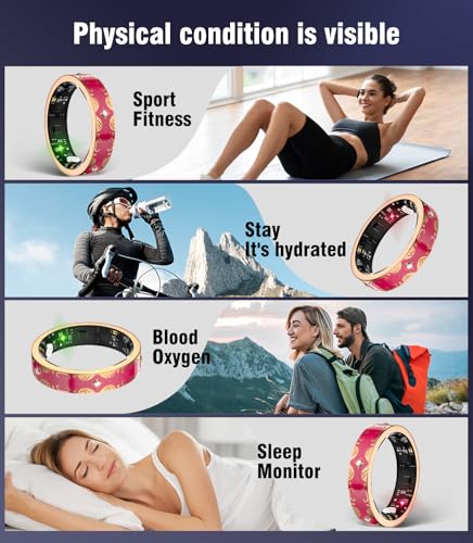 Image of 7 Gen Diamond Smart Ring 【Industry Rank 1-0 Measurement Error】 2026 Smart Ring for Women - Advanced Health Tracker for Wellness and Activity Tracking, Red 8#