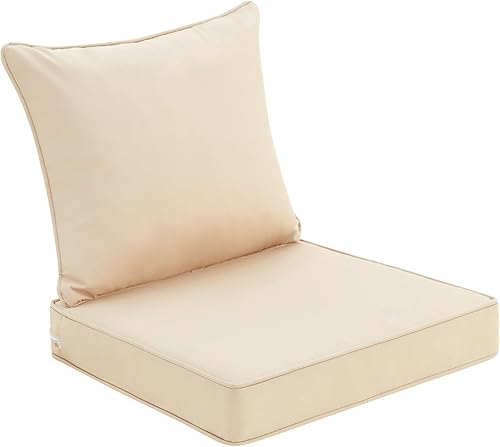 Cojines para sillas de patio al aire libre, 19 x 19 pulgadas, cojines impermeables para muebles de patio de asiento profundo, cojín de repuesto para