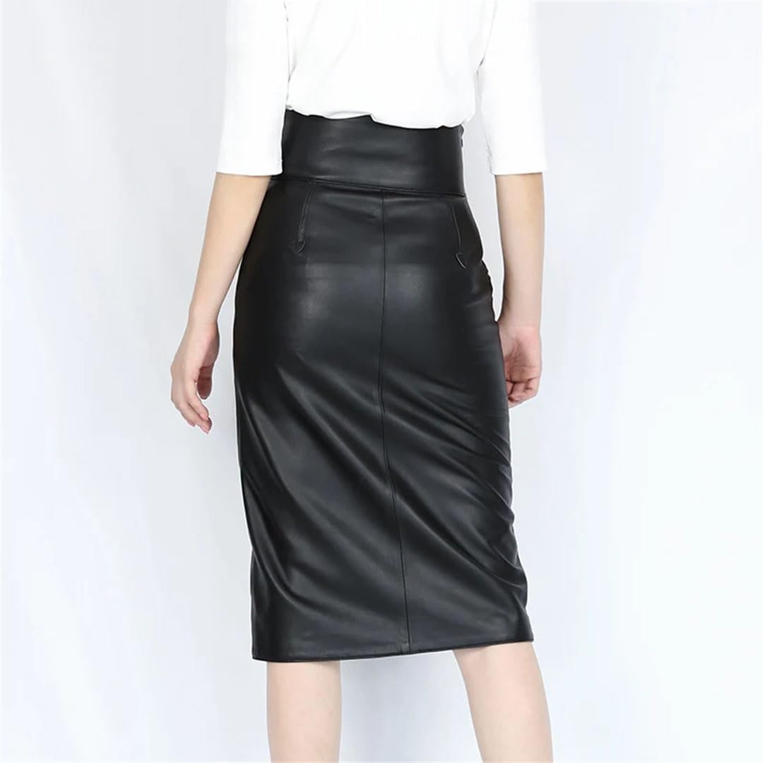 Damskie długie spódnice z prawdziwej skóry z wysokim stanem Lady Split Sexy Wrap Pencil Maxi Spódnica