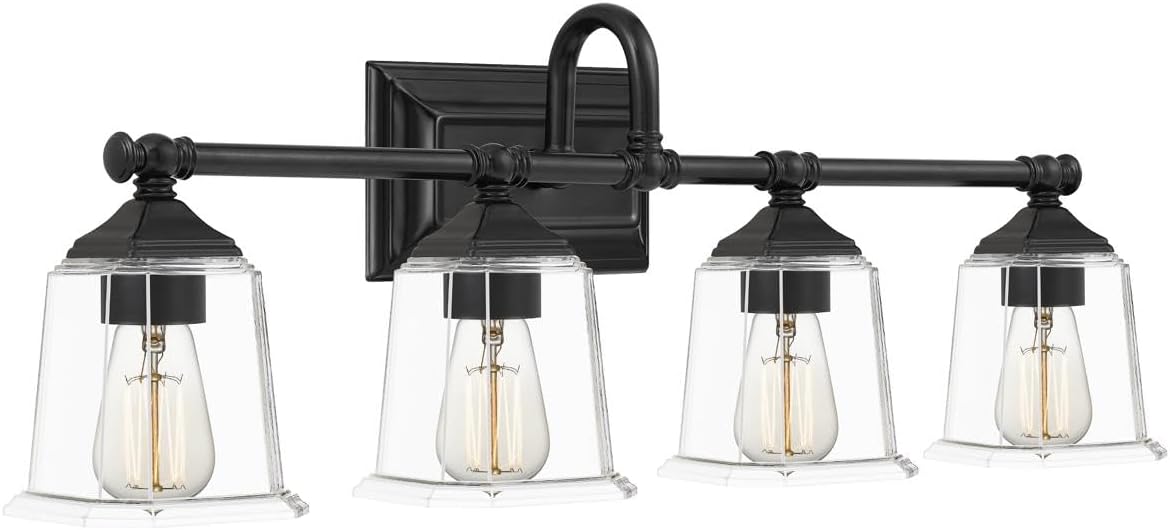 Quoizel NLC8604EK Nicholas Mid Century Vanity Bath Lighting, 4-Light 400 Watts, Earth Black