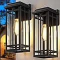 13.8'' Outdoor Wall Light Fixtures 2 Packs, Black Porch Lights Outdoor Lighting for House, Exterior Lighting Fixtures Wall Lanterns, Waterproof Modern Outside Sconce Lights for Patio Garage(No Sensor)
