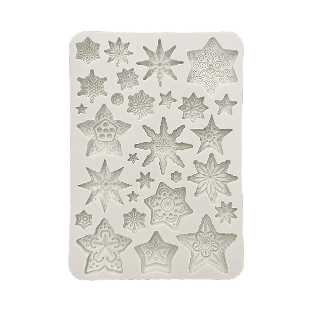 Stamperia - Silicone Mould A5 for Scrapbooking, Albums, Bullet Journals and More, Stars, Non-Stick, Suitable for Air-Dry Clay and More, Perfect for Crafts and Gifting (Gear up for Christmas) — image 1