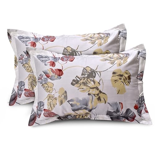 Image of Huesland by Ahmedabad Cotton 210 TC Premium Cotton Pillow Cover Set of 2 - White, Black & Yellow