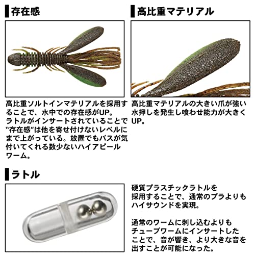 ダイワ(DAIWA) バス ワーム ラトリンチューブホグ 3.8インチ グリパンオレンジ ルアー 3枚目