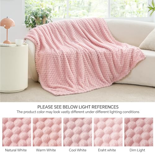 Image of BEDELITE Pink Queen Blanket for Bed, Soft Cozy Gifts for Women, 90 * 90 | 3D Jacquard Decorative Fleece Blanket, Super Soft Plush Throws, Cute Birthday Gift for Women & Men, Suitable for All Seasons