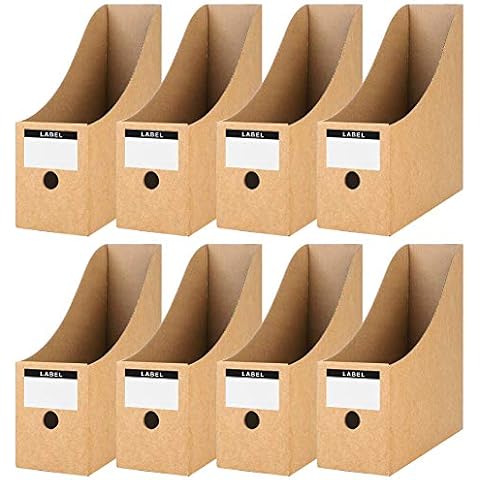 Koogel Zeitschriftensammler aus Kraftpapier, 8 Stück Stehsammler Pappe Zeitschriftenständer Aktenhalter für Datei Ordner Schreibwaren Bürobedarf Cover