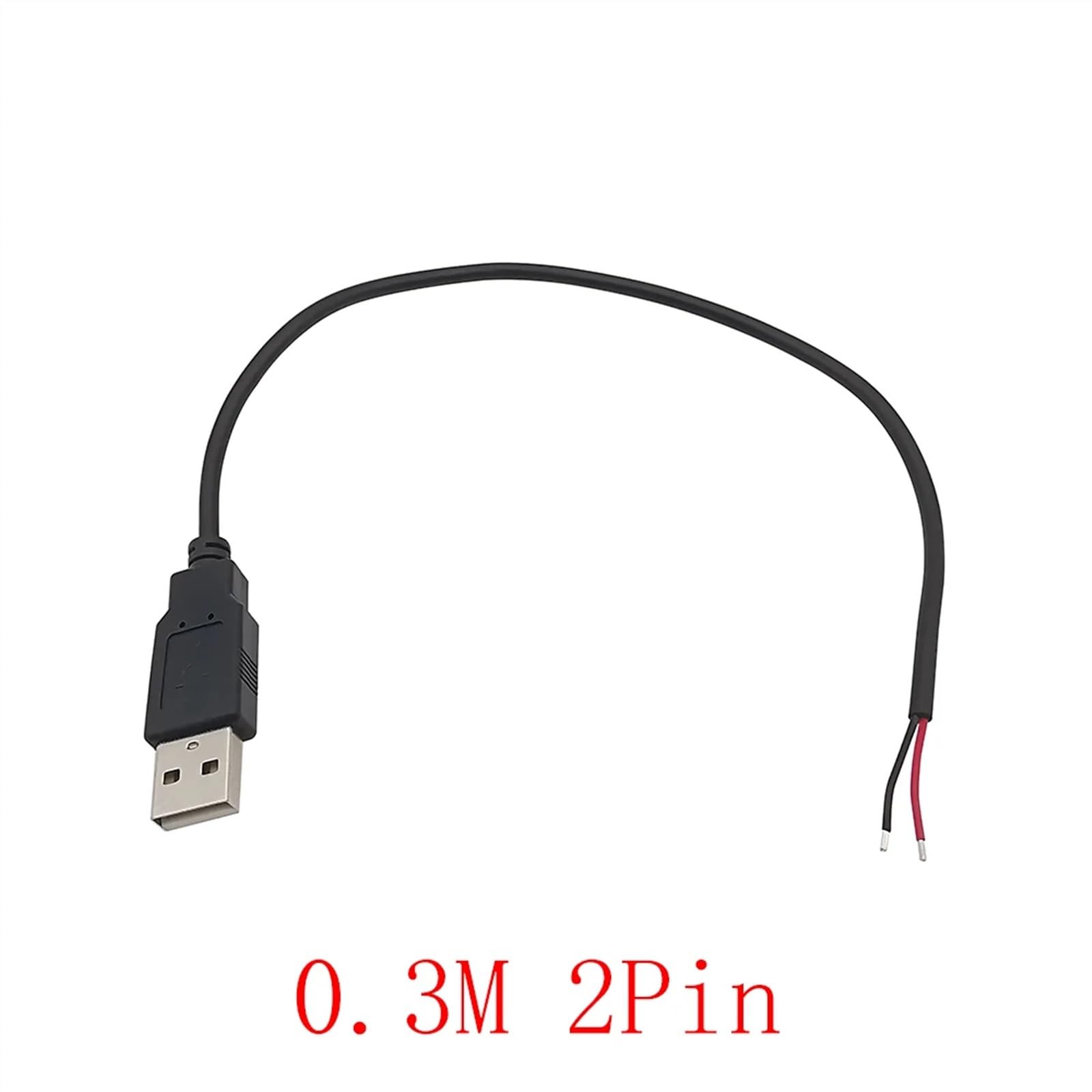 1/2/5 sztuk 2 piny 4 piny 5 V USB 2.0 typ A męski kabel zasilający złącze przedłużacz ładowania kabel 0,3 m / 1 m / 2 m (2 piny USB męski 30 cm, 5 szt.)