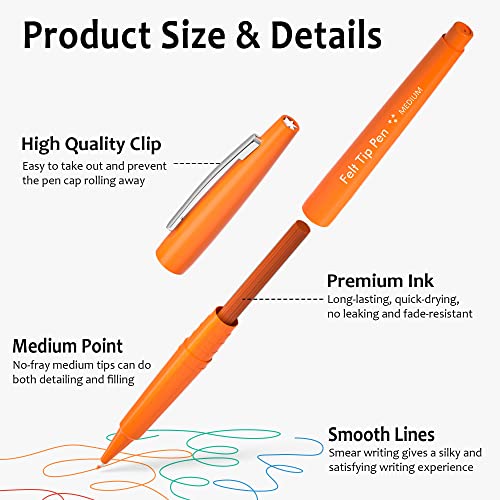 Lelix 60 Colors Felt Tip Pens, Medium Point Felt Pens, Assorted Colors Markers Pens For Journaling, Writing, Note Taking, Planner Coloring, Perfect As Art Office And School Supplies #TOP3