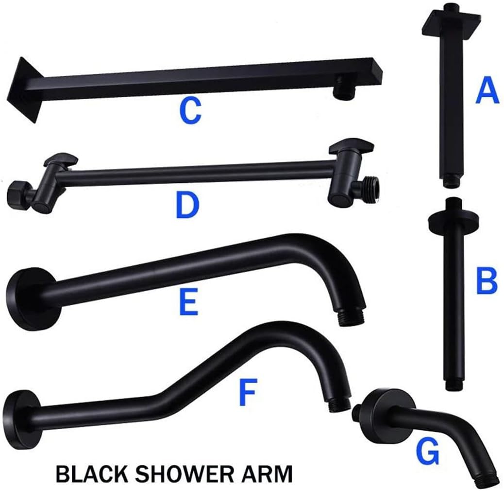 Generic Bathroom Brass Wall Shower Arm Dark Mounted Connecting Rod Sprinkler Shower Tube Black Bracket/Ceiling Pipe Folding Arm