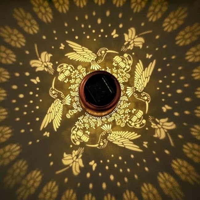 Hummingbird Solar Lanterns Outdoor Waterproof,Hummingbird Garden Decor Birthday Gifts for Women Men Mom Hanging Solar Lights Metal Decoration Outside for Yard,Patio,Backyard,Porch,Tabletop