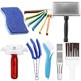 Widecook 8 Pcs Air Conditioning Fin Cleaner Set HVAC Coil Cleaning Brush Condenser Fin Straightener Evaporator Coil Cleaner AC Comb Condenser Split Cleaning Kit Fridge Radiator Tool (Black,Large)
