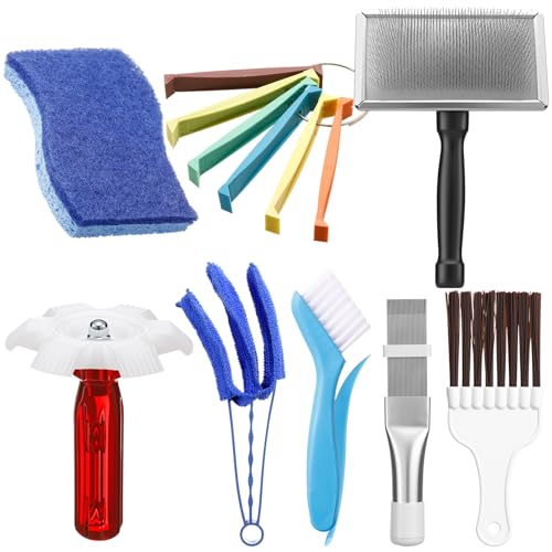 Widecook 8 Pcs Air Conditioning Fin Cleaner Set HVAC Coil Cleaning Brush Condenser Fin Straightener Evaporator Coil Cleaner AC Comb Condenser Split Cleaning Kit Fridge Radiator Tool (Black,Large)
