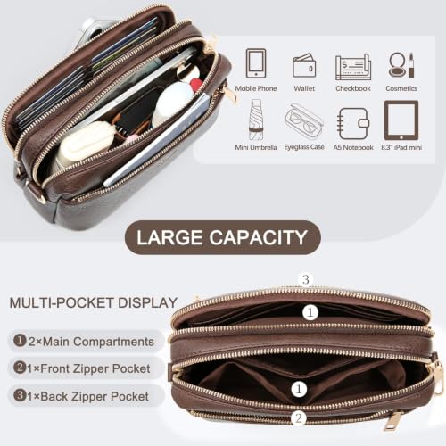 Image of Crossbody Bag for Women Vegan Leather Handbag Purse Anti Theft RFID