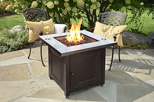 Endless Summer, The Bristol, Square 30" Outdoor Propane Fire Pit, Includes Black Fire Glass, Table Insert, & Protective Cover #TOP7