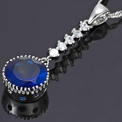 RIZILIA Pendant with 18" Chain & Round Cut CZ [5 Colors Available] in White Gold Plated, Simple Modern Elegant - Image 2