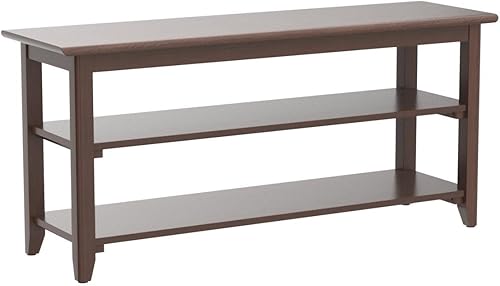 Miniatura 4 de XKZG Banco de almacenamiento de madera para zapatos, banco de entrada de madera maciza rústica (marrón, 39.4 pulgadas)