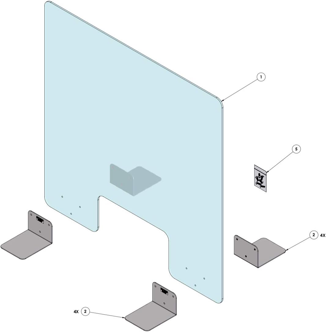 Sneeze Guard w/Cut Out, Barrier, Clear Acrylic Plexiglass