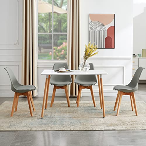 DORAFAIR Juego de Mesa de Comedor Rectangular y Sillas, 1 Mesa + 4 Sillas, de Diseño Nórdico, Escandinavo Mesa de Cocina y Sillas Gris