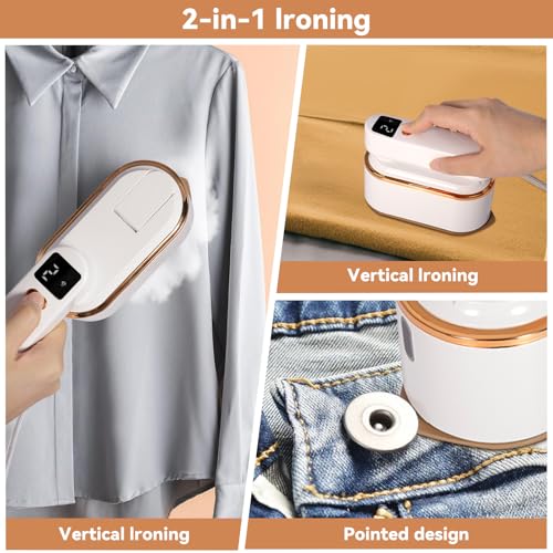 1200W Défroisseur Vapeur, Fer à Repasser Vapeur 2-en-1 Portable, Fer à Repasser de Voyage avec Réservoir 150 ml et 3 Niveaux de Vapeur, Chauffage Rapide 10 Secondes, Idéal pour Voyages et Maison – Image 6