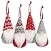 Produktbild BELLE VOUS Weihnachts Gnom Dekoration (4er Pack) 16,5 x 8cm Schwedischer Plüsch-Tomte Skandinavischer Weihnachtsmann Bart mit Faden als Weihnachtsdeko zum Aufhängen für Weihnachtsbaum, Party, Kamin