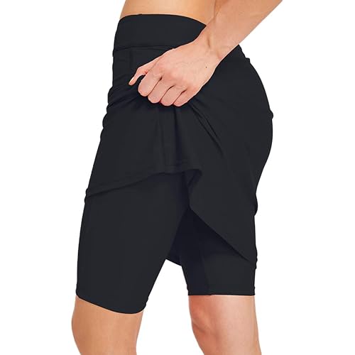 Micosuza Womens Skirted Swim Short Sun Protective UPF 50+ Swimming Bottom with Attached Skirt