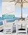 SERWALL 7-Piece Patio Dining Table Sets, Outdoor HDPE Dining Furniture Set with Umbrella Hole Cut-Out Table and 6 Chairs, White