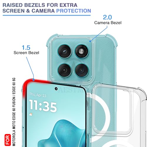 Image of AESTMO Clear Back Cover for Moto Edge 60 Fusion / 60 5G | 360 Protection | Transparent Back Cover for Moto Edge 60 Fusion / 60 5G (PC + TPU, Compatible with MagSafe Accessories, Transparent Bumper)
