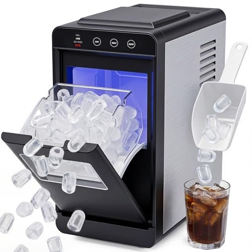 Advwin Countertop Ice Maker Machine, 26Lbs/24H Ice Machine, Bullet Icemaker with Self-Cleaning, Fast Compact IceMachine for Home Kitchen Bar Office RV Camping, Portable IceMaking 9 IceCubes in 6Mins