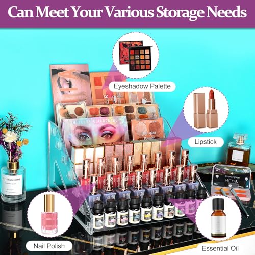 Image of JessLab Nail Polish Organizer, 7-Tier Clear Acrylic Sunglass and Essential Oil Holder, Makeup Organizer for Bathroom Vanity Countertop