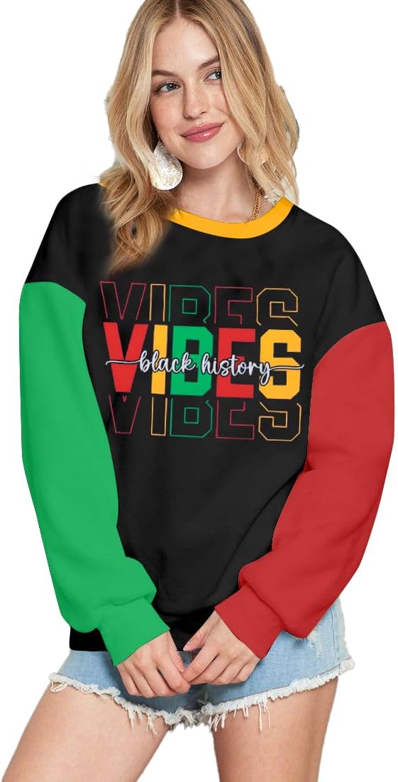 MOUSYA Black History Month Sweatshirt Women Black History Print Tee African American Shirts
