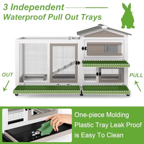 image for mayugardening 2 Story Rabbit Hutch Outdoor Indoor, Wooden Bunny Cage w