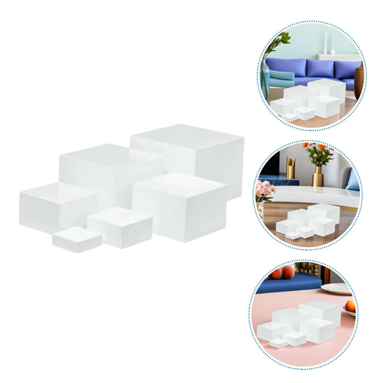 Ciieeo Alzate da Tavolo in Plastica Bianco 6 Pezzi Cubo Multifunzionale per Dessert e Pasticceria per Matrimoni e Feste