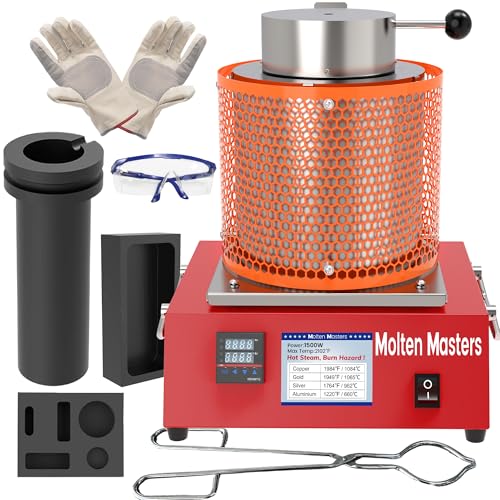 MMasters Complete 3KG Electric Melting Furnace Kit – Smelting Set with Graphite Crucible, Ingot
