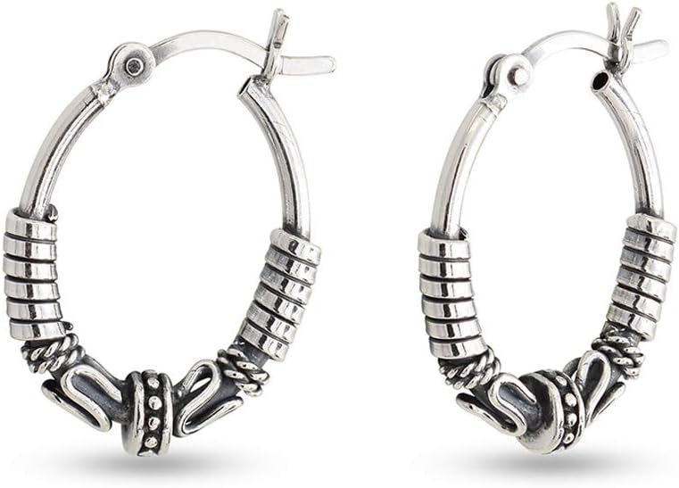 LeCalla Sterling Silver Jewelry Light-Weight Balinese Hoop Earring for Women