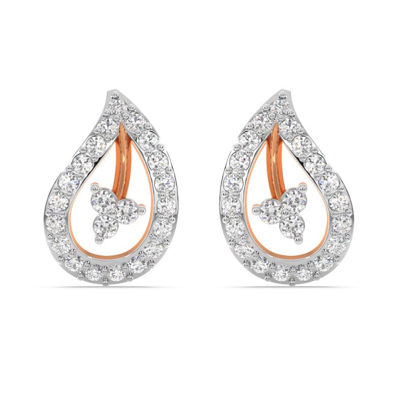 Image of KISNA JEWELS 14KT|18KT BIS Hallmark Pure Gold and Diamond Stud Earrings For Women with Screw Back clouser