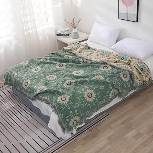 Image of LUTBM Boho Throw Blanket for Bed 60 inchx80 inch, 100% Cotton Soft Couch Blankets