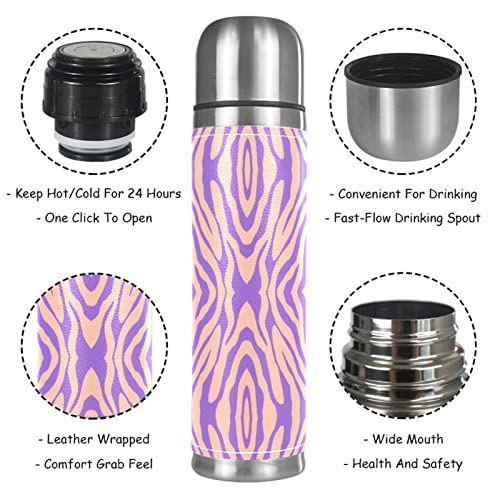 Stainless Steel Leather Vacuum Insulated Mug Abstract Texture Thermos Water Bottle For Hot And Cold Drinks Kids Adults 16 Oz #TOP2