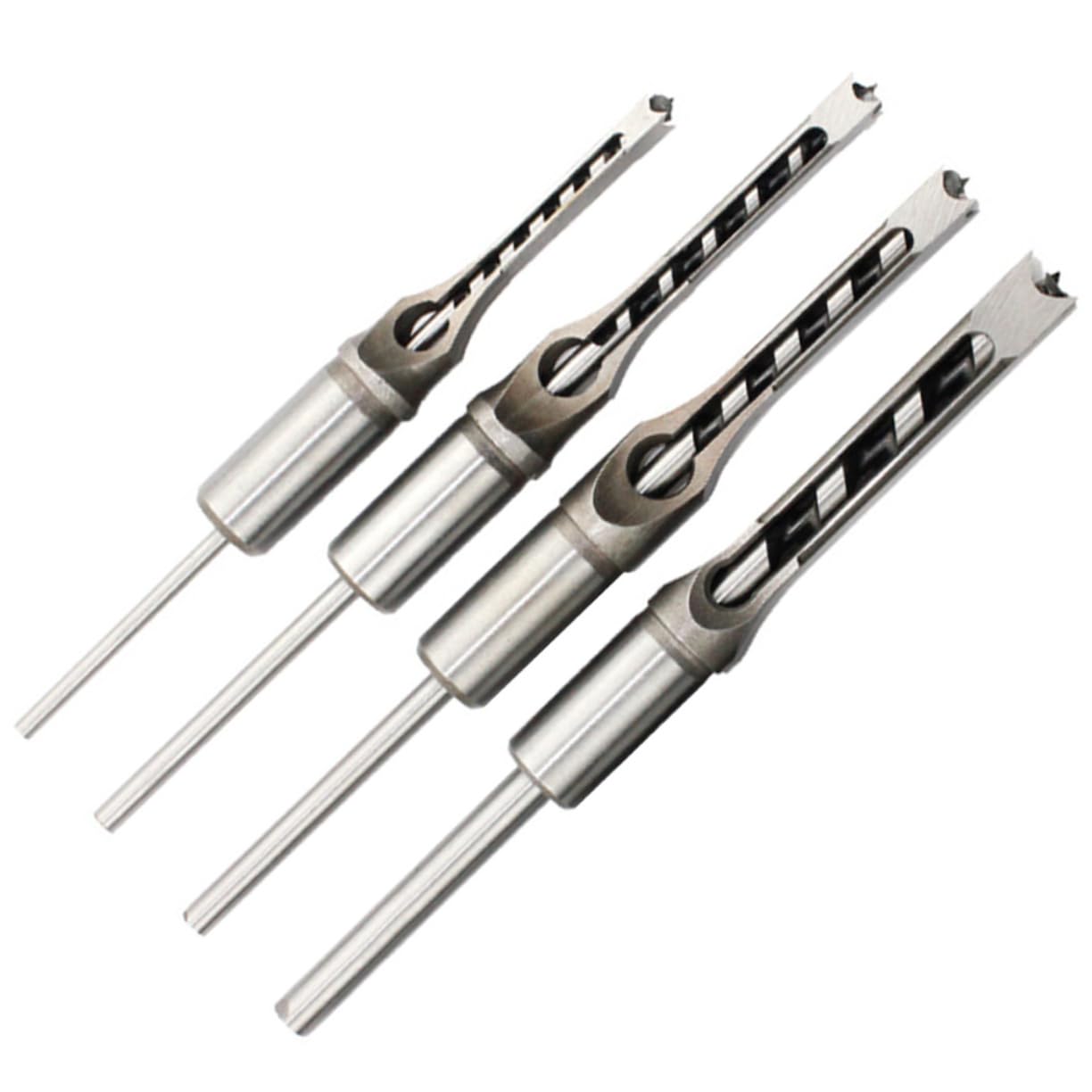 4pcs Mortise Drill Bit for Woodworking Square Hole Drill Bits for Furniture Making Carving and Projects