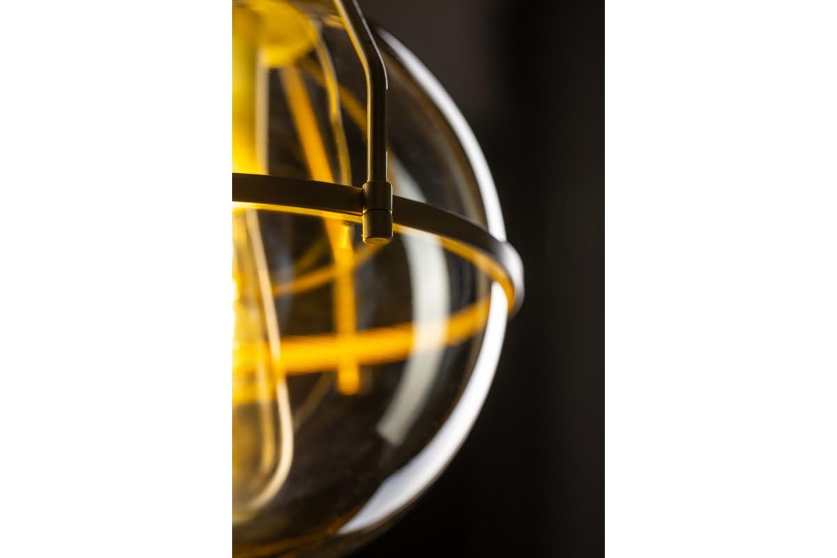 GTV DROP lámpara colgante 3 luces Ø40 cm – colgante de techo de metal y vidrio en oro, 3xE14 máx.25W, altura ajustable hasta 150 cm, IP20, moderna lámpara de comedor y salón – iluminación interior