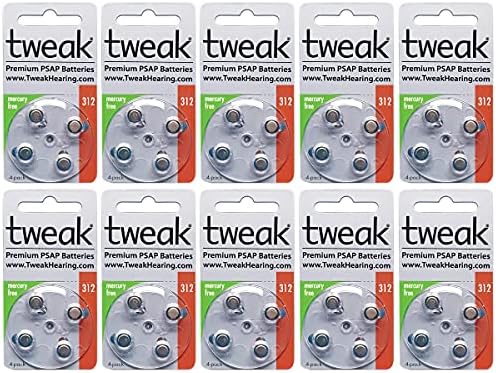 TweakHearing Premium PSAP/Hearing Aid Batteries, Size 312