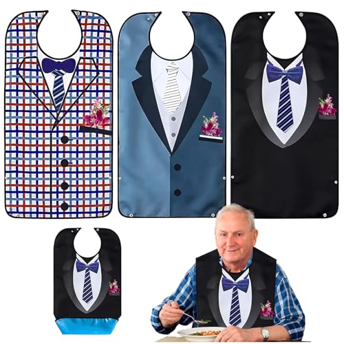SUNOYA Lot De 3 Bavoir Adulte, Bavoir Pour Adulte, Bavoirs Adultes, Bavoirs Adultes Réutilisables, Protecteurs De Vêtements Lavables Pour Les Personnes Âgées
