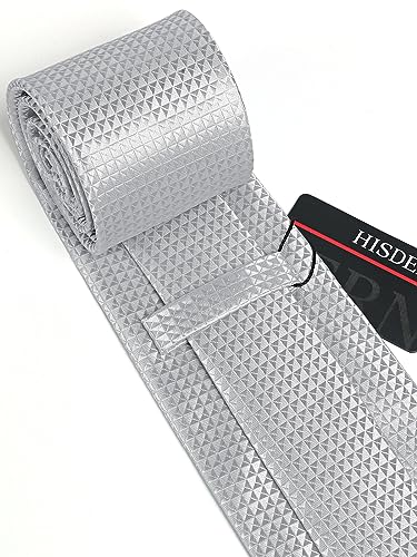 Image of HISDERN Mens Striped Tie and Pocket Square Set Necktie for Men | soft smooth texture, wrinkle-free, neat hand-tied knot, gifting ready, regular 3.4 width, coordinated look, business wedding
