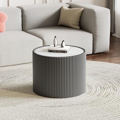 Maotifeys Modern Round End Table Luxury Sintered Stone Top Side