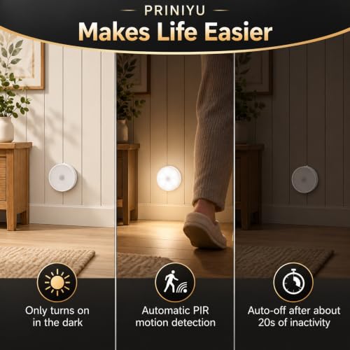Image of Motion Sensor LED Puck Light Rechargeable Night Lamp Set of 2