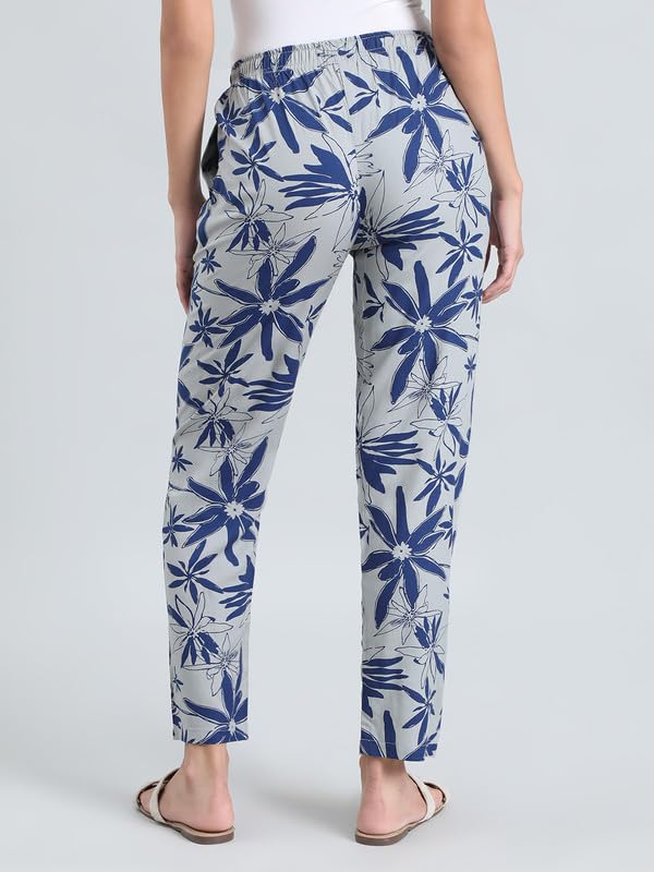 Image of GO COLORS Women Printed Woven Viscose Mid Rise Lounge Pants