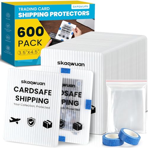 Trading Card Shipping Supplies 600 Pack 3.5x4.5 Card Shipping Protectors with Soft Sleeves & Tape Semi-Rigid Card Holder for Mailing Sports Trading & Collectible Cards - Card Shipping Kit