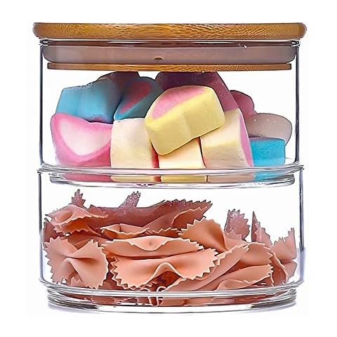 TAMUME Juego de Cuencos de Postre de Vidrio con Tapa de Bambú Cover